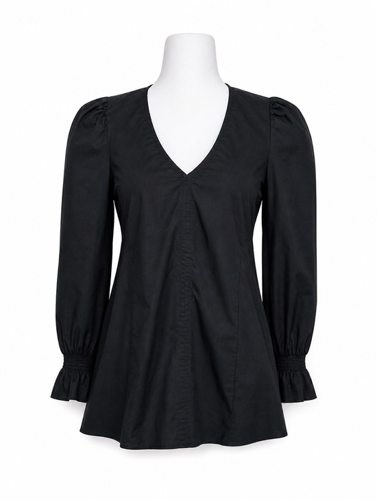 Pomander Place Tops - Pomander‎ Place Tuckernuck Black Easton Blouse XS Ruffle Puff Sleeve Swing Top